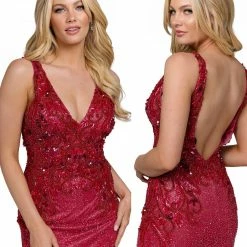 Primavera Couture 3807 Short 2022 Homecoming Dress Fitted Sequin Cocktail Dress Backless Dresses