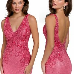 Primavera Couture 3807 Short 2022 Homecoming Dress Fitted Sequin Cocktail Dress Backless Dresses