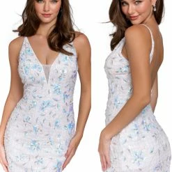 Primavera Couture 3808 Short 2022 Homecoming Dress Fitted Sequin Cocktail Dress Backless Dresses