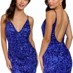 Backless Dresses Primavera Couture 3813 Short 2022 Homecoming Dress Fitted Sequin Cocktail Dress