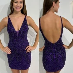 Primavera Couture 3815 Short 2022 Homecoming Dress Fitted Sequin Cocktail Dress