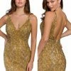 Backless Dresses Primavera Couture 3818 Short 2022 Homecoming Dress Fitted Sequin Cocktail Dress