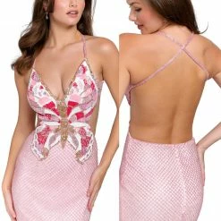 Backless Dresses Primavera Couture 3821 Short 2022 Homecoming Dress Fitted Sequin Cocktail Dress