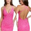 Primavera Couture 3823 Short 2022 Homecoming Dress Fitted Sequin Cocktail Dress Backless Dresses