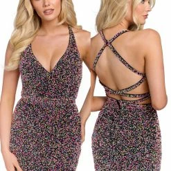 In Stock Primavera Couture 3824 Size 2 Short 2022 Homecoming Dress Fitted Sequin Cocktail Dress