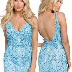 Primavera Couture 3825 Short 2022 Homecoming Dress Fitted Sequin Cocktail Dress