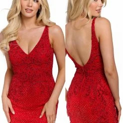 Backless Dresses Primavera Couture 3827 Short 2022 Homecoming Dress Fitted Sequin Cocktail Dress