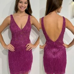 Backless Dresses Primavera Couture 3828 Short 2022 Homecoming Dress Fitted Sequin Cocktail Dress