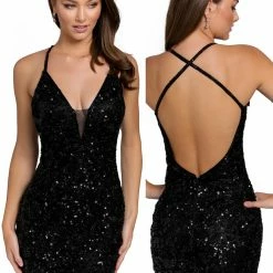 Primavera Couture 3832 Short 2022 Homecoming Dress Fitted Sequin Cocktail Dress