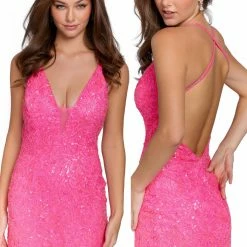 Primavera Couture 3832 Short 2022 Homecoming Dress Fitted Sequin Cocktail Dress