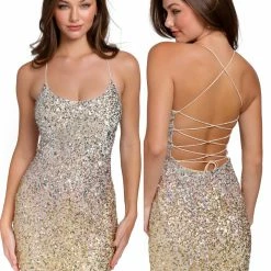 Primavera Couture 3833 Short 2022 Homecoming Dress Fitted Sequin Cocktail Dress