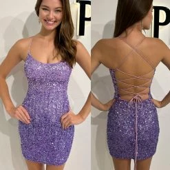 Primavera Couture 3833 Short 2022 Homecoming Dress Fitted Sequin Cocktail Dress