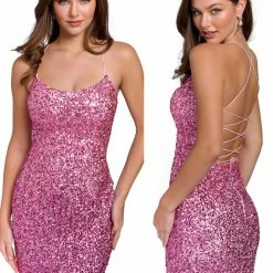 Primavera Couture 3833 Short 2022 Homecoming Dress Fitted Sequin Cocktail Dress