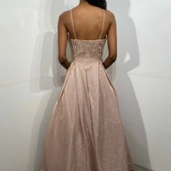 In Stock Ballgown Dresses Jovani JVN06731 Size 8 A Line Shimmer Floral Lace Prom Dress Pockets V Neck Gown