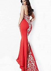 In Stock Mermaid Dresses Jovani 20015 Red Size 2 Mermaid Prom Dress Pageant Gown Train Crystal