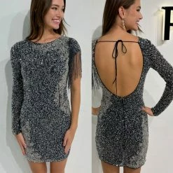 Backless Dresses Primavera Couture 3842 Short 2022 Homecoming Dress Fitted Sequin Beaded Short Cocktail Dress