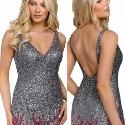 Backless Dresses Primavera Couture 3847 Short 2022 Homecoming Dress Fitted Sequin Beaded Short Cocktail Dress