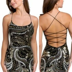 Primavera Couture 3848 Short 2022 Homecoming Dress Fitted Sequin Beaded Short Cocktail Dress