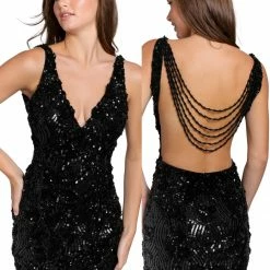 Primavera Couture 3850 Short 2022 Homecoming Dress Fitted Sequin Beaded Short Cocktail Dress Backless Dresses