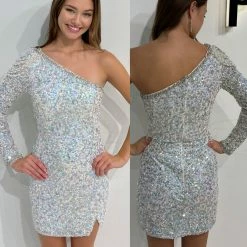 Sequin Dresses Primavera Couture 3853 Short 2022 Homecoming Dress Fitted Sequin Beaded Short Cocktail Dress