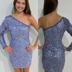 Sequin Dresses Primavera Couture 3853 Short 2022 Homecoming Dress Fitted Sequin Beaded Short Cocktail Dress