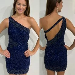 Primavera Couture 3855 Short 2022 Homecoming Dress Fitted Sequin Beaded Short Cocktail Dress