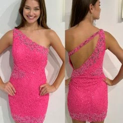 Primavera Couture 3855 Short 2022 Homecoming Dress Fitted Sequin Beaded Short Cocktail Dress