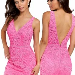 Primavera Couture 3856 Short 2022 Homecoming Dress Fitted Sequin Beaded Short Cocktail Dress