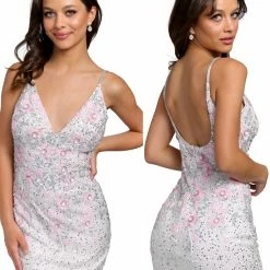 Primavera Couture 3862 Short 2022 Homecoming Dress Fitted Sequin Beaded Short Cocktail Dress Backless Dresses