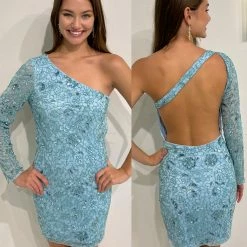 Primavera Couture 3865 Short 2022 Homecoming Dress Fitted Sequin Beaded Cocktail Dress