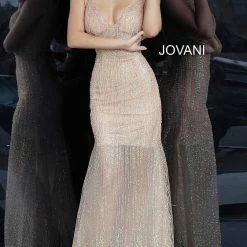 Jovani 3945 Blush Glitter Embellished Sexy Sheath Prom Dress Evening Gown Sheer