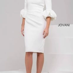 Jovani 39738 Three Quarter Sleeve Bateau Neckline Dress 39738