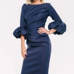 Jovani 39738 Three Quarter Sleeve Bateau Neckline Dress 39738