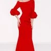 Jovani Red Off The Shoulder Scuba Dress 39739