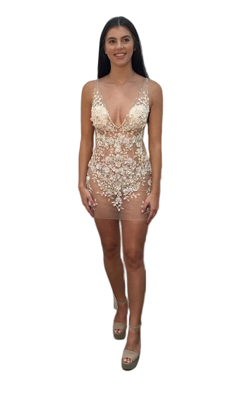 Jovani 3982 Short Sheer Floral Applique Backless Cocktail Evening Dress Prom Gown Backless Dresses 5 Jovani 3982 Short Sheer Floral Applique Backless Cocktail Evening Dress Prom Gown Backless Dresses