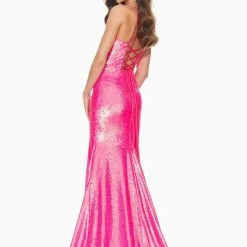 In Stock Ashley Lauren 11024 Size 2 Fully Sequin Prom Dress With Lace Up Back Pageant Gown