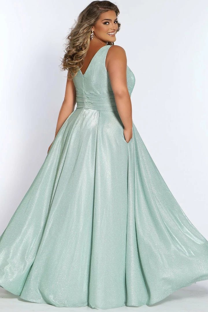 Sydney's Closet SC7324 Metallic Prom Dress A Line V Neckline Plus Sized SC 7324 6 Sydney's Closet SC7324 Metallic Prom Dress A Line V Neckline Plus Sized SC 7324
