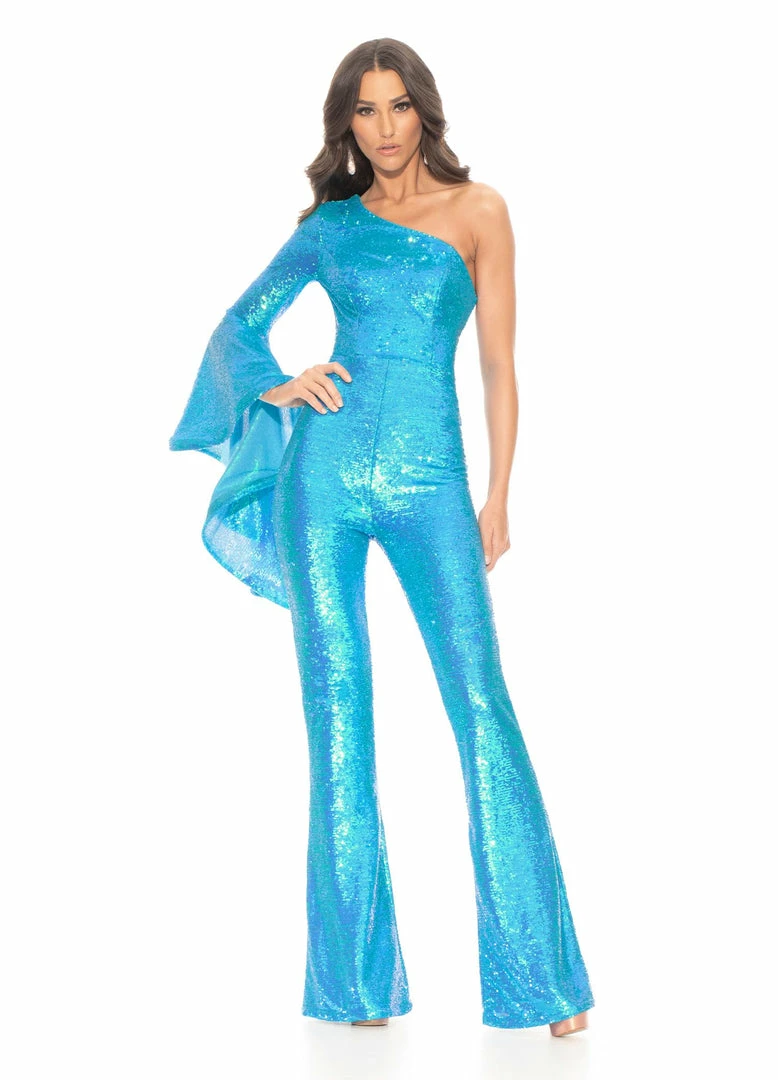 In Stock Ashley Lauren 11047 Size 4 One Long Bell Sleeve Flare Sequin Jumpsuit Pageant Wear Jumpsuits & Rompers 6 In Stock Ashley Lauren 11047 Size 4 One Long Bell Sleeve Flare Sequin Jumpsuit Pageant Wear Jumpsuits & Rompers