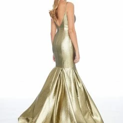 In Stock Ashley Lauren 1860 Size 6 Long Fitted Metallic Mermaid Prom Dress Pageant Gown