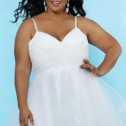Ballgown Dresses Sydney's Closet SC5240 Layered Skirt Plus Sized Wedding Dress Ball Gown V Neckline