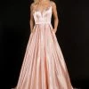 In Stock Nina Canacci 6549 Size 4 Blush Satin Bow In Back Prom Dress Evening Gown