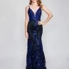In Stock Nina Canacci 2240 Royal Mermaid Prom Dress Pageant Gown Floral Lace Dress Navy Size 12 Backless Dresses