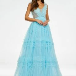 Ashleylauren Ashley Lauren 11142 Tiered Ruffle Ball Gown Prom Dress