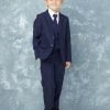 Glass Slipper Formals Boy's 5 Piece SLIM FIT Tuxedo Set - Ink Blue 4016