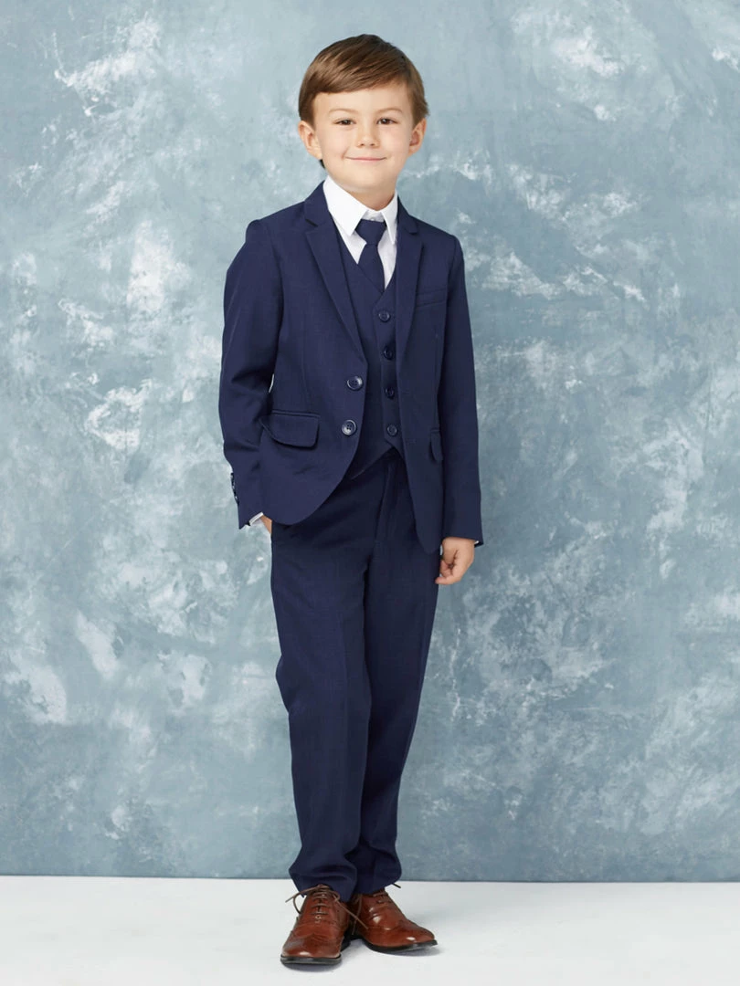 Glass Slipper Formals Boy's 5 Piece SLIM FIT Tuxedo Set - White 4016 9 Glass Slipper Formals Boy's 5 Piece SLIM FIT Tuxedo Set - White 4016
