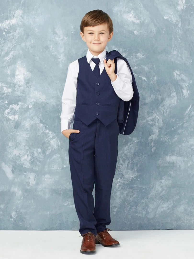 Glass Slipper Formals Two Piece Dresses Boy's 5 Piece SLIM FIT Tuxedo Set - Navy Blue 4016 3 Glass Slipper Formals Two Piece Dresses Boy's 5 Piece SLIM FIT Tuxedo Set - Navy Blue 4016