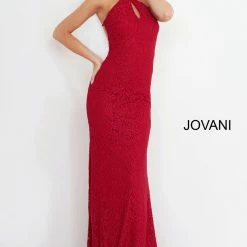 Discontinued Jovani 4032 Long Fitted Embellished Lace Prom Dress High Neck Mermaid Backless