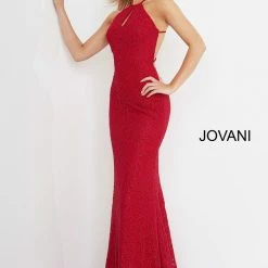 Discontinued Jovani 4032 Long Fitted Embellished Lace Prom Dress High Neck Mermaid Backless
