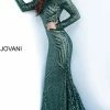 Discontinued Long Sleeve Dresses Jovani 4060 Sequin Embellished Long Sleeve Mermaid Prom Dress Evening Gown
