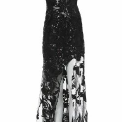 Jovani 4084 Sheer Illusion Sequin Floral Lace Prom Pageant Evening Dress Slit